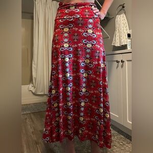 LuLaRoe Maxi Red and White A-Line Skirt